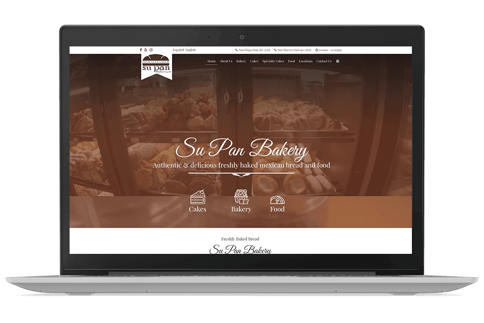 Screenshot of the "Su Pan Bakery" website